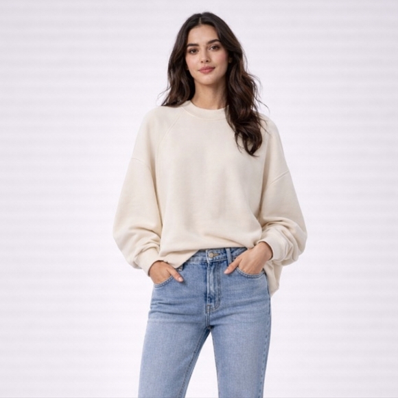 Madewell Sweaters - Madewell Ivory Button Back Dolman Sleeves Pullover Top Size S